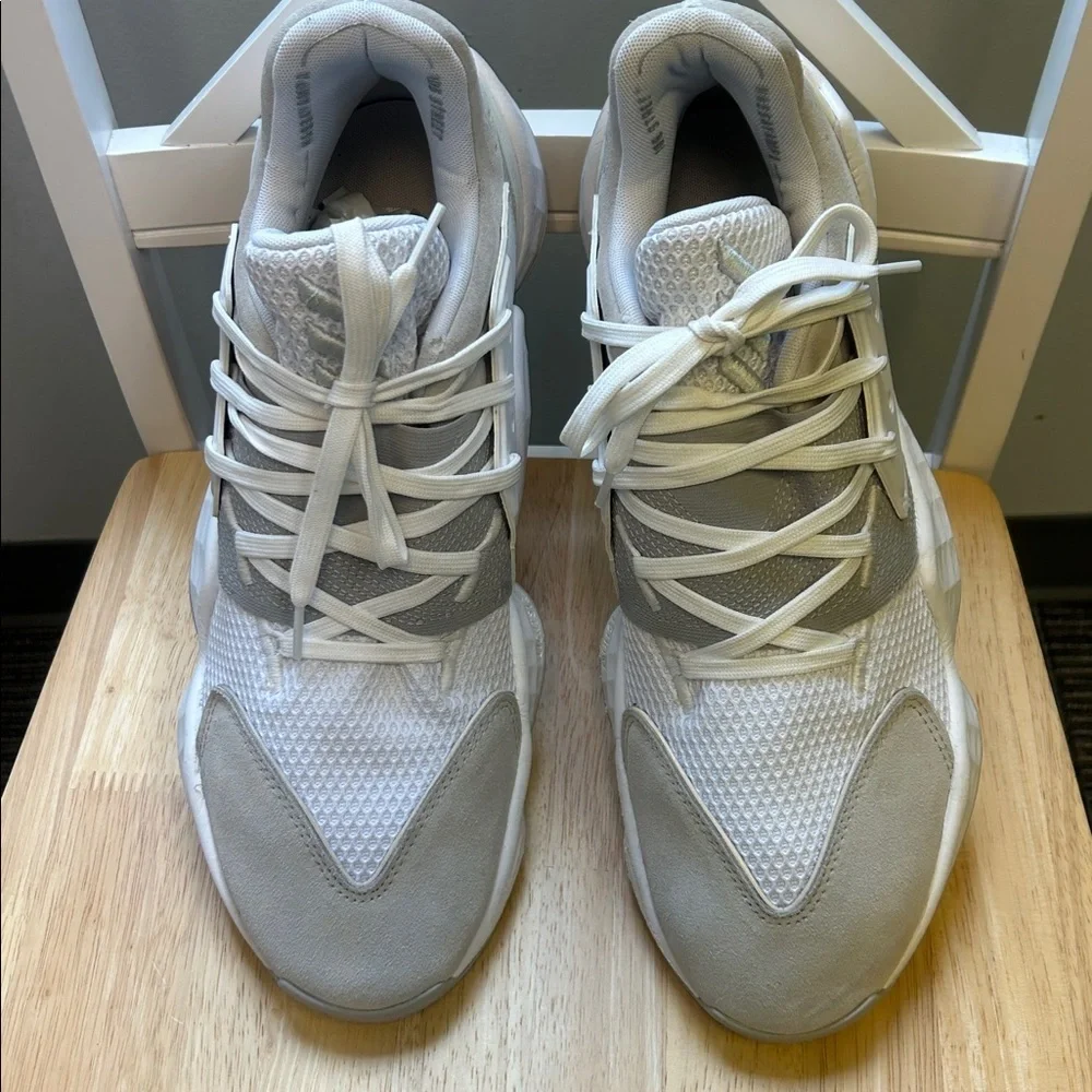 Adidas James Harden Vol 4 White Gray Basketball Shoes Mens Size 14 EF9653